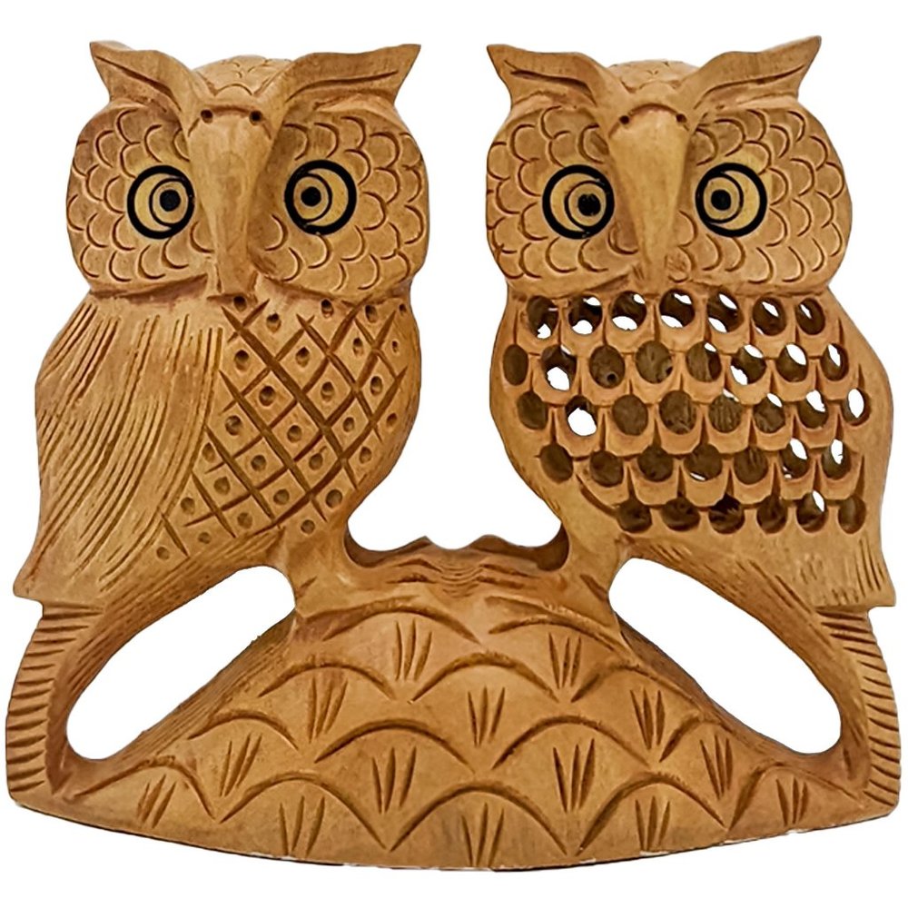 Handcrafted Wooden Owl couple (5 inch)